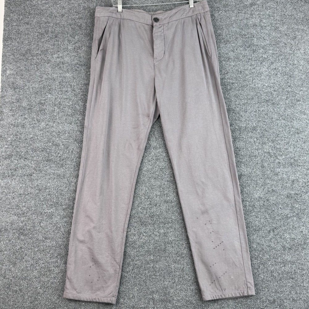 Standard James Perse Pants Mens 34 Gray Pleated Drawstring Straight Leg USA